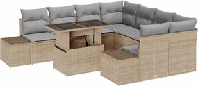 vidaXL Kerti Kanapé Szett 9 pcs Beige és Világosszürke polirattan