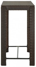 barna polyrattan kerti bárasztal 100 x 60,5 x 110,5 cm