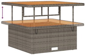 11 Darabos Kert Fotel Szett Párnákkal Szürke Poli Rattan Akác, 3 Darabos Kerti Étkező Szett Párnákkal Szürke Poli Rattan Akác
