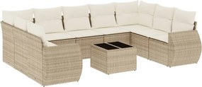 vidaXL 10 részes bézs polyrattan kerti ülőgarnitúra párnával