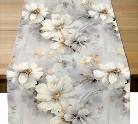 Asztalterítő 40x120 Dekoratív Szürke Virágokkal 10760