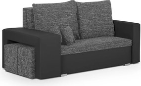 MILAN Kihúzható kanapé 2 + 2 puffal Szürke/fekete
