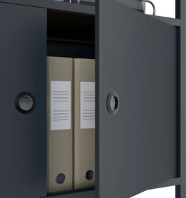 Iratrendező polc zárható szekrénnyel, irodai, nyitott polcok, fém antracit, 800x2200x400 mm: ARIEL