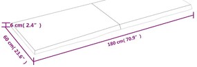 sötétbarna kezelt tömör tölgyfa asztallap 180x60x(2-6) cm