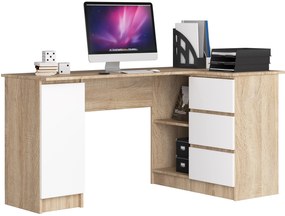 Sarok PC asztal Bevin (szonoma tölgy + fehér) (J). Akció -15%. 1068963
