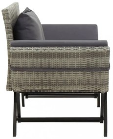 szürke polyrattan kerti pad párnákkal 176 cm