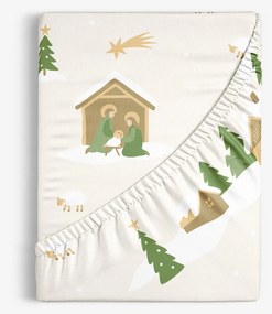 Goldea karácsonyi pamut körgumis lepedő - karácsonyi dalok 80 x 200 cm