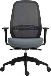 Irodai szék, karfás, fekete szövetborítás, feszített hálós háttámla, fekete lábkereszt, MAYAH Mid Chair II, fekete (BBSZVV64)