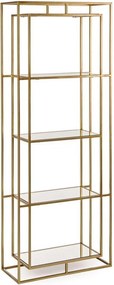 Aranyszínű acél könyvespolc 68x172,5x28 cm Elenor – Bizzotto