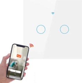 Kapcsoló Üveg Fénykapcsoló Wifi Fehér Tuya Smart