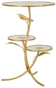 aranyszínű kisazstal levelekkel és üveg felülettel – kortárs