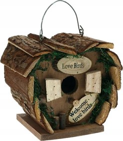 Madárház Love Birds Fa felakasztható fülke kerti dekoráció