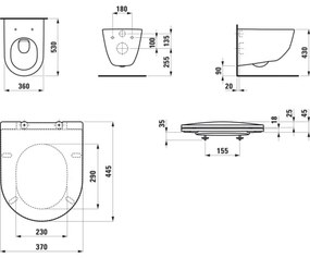 LAUFEN H8669530000001 - Falra szerelhető WC PRO + SoftClose PRO WC-ülőke