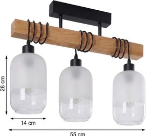 BRILAGI - Felületre szerelhető csillár WOOD GLASS 3xE27/60W/230V fenyő/fekete/fehér
