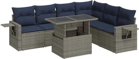 vidaXL 7 részes szürke polyrattan kerti ülőgarnitúra párnával