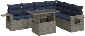 vidaXL 7 részes szürke polyrattan kerti ülőgarnitúra párnával