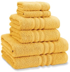 Sárga frottír pamut törölköző és fürdőlepedő készlet 6 db-os Zero Twist – Catherine Lansfield