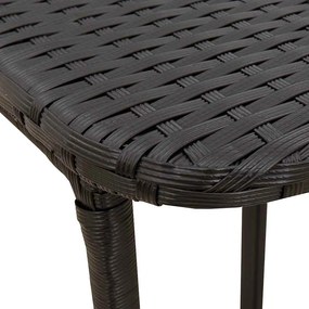 fekete polyrattan összecsukható kerti asztal 90x51x75 cm