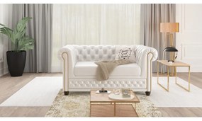 Fehér bőrutánzat kanapé 148 cm York – Ropez