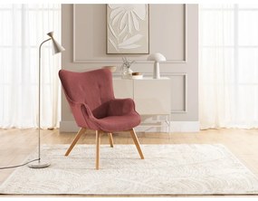 Piros kordbársony fotel lábtartóval Niko – Ropez