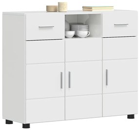 Széf fiókkal Magasfényű fehér 88.5 x 30.5 x 73 cm Faanyag