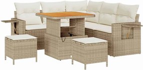 vidaXL Kerti Kanapé Szett párnával 9 pcs Beige és krém polirattan