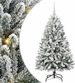 vidaXL Mű karácsonyfa 150 LED-del Zöld és Fehér 120 cm PVC és fém