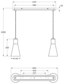 Fabas 2753/46/138 - Csillár zsinóron DIANA 2xE27/60W/230V