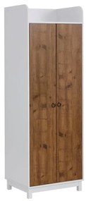 Fehér-natúr színű ruhásszekrény tölgyfa dekorral 62x180 cm Goslar - Støraa