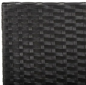 fekete polyrattan kerti pad párnákkal 176 cm