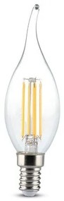 LED lámpa , égő , izzószálas hatás , filament ,  gyertya , láng , E14 foglalat , 4 Watt , meleg fehér , borostyán sárga