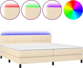 vidaXL krémszínű szövet rugós és LED-es ágy matraccal 200 x 200 cm
