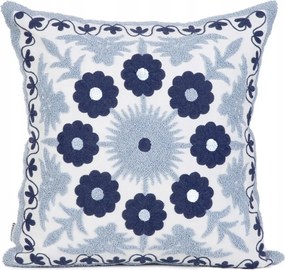 Ganti párnahuzat hímzett virágokkal sötétkék 45x45 cm Homla