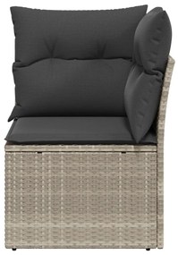 világosszürke polyrattan kerti sarokkanapé párnával