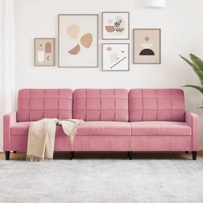 3 személyes rózsaszín bársony kanapé 210 cm