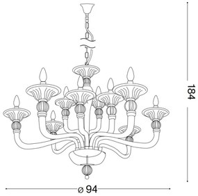 Ideal Lux - Csillár láncon DANIELI 12xE14/40W/230V átm. 94 cm átlátszó