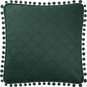 Díszpárnahuzat Pompoo 45x45 üveg zöld pomponokkal