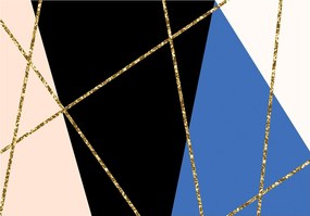 Fotótapéta Geometria Arany vonalak Absztrakt Kék Fekete 254x184 +ragasztó