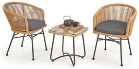 Indira dohányzóasztal, rattan / fekete