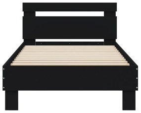 fekete ágykeret fejtámlával és LED-világítással 90 x 190 cm