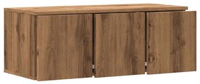 kézműves tölgy színű szerelt fa TV-szekrény 80x34x30 cm