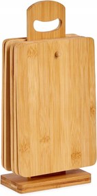 Bambusz Vágódeszka Állványon Barna Deszka Szett 6 Db-os