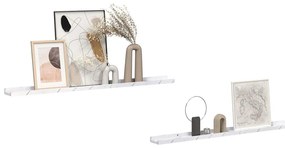 vidaXL Falpolc polcokkal 2 pcs Fehér márvány 100 x 9 x 3 cm Faanyag