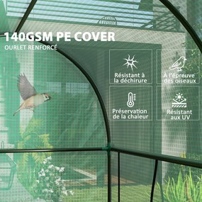 Outsunny Üvegház 2 m² Paradicsom Üvegház 2 x 1 x 1,78 m 2 Felhúzható Cipzáras Ajtók Acél Magas Sűrűségű PE 140 g/m² UV Védelem | Aosom