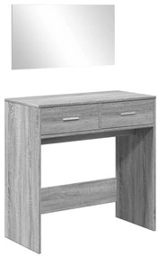 szürke sonoma színű fésülködőasztal tükörrel 80x39x80 cm