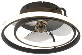 Mennyezeti ventilátor fekete 46,5 cm LED-del, távirányítóval - Kees