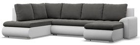 Tokio U sarokkanapé, 3 ágyneműtartóval, bársony + műbőr, baloldali, szürke - fehér