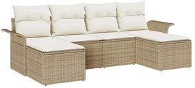 vidaXL Kerti Kanapé Szett tárolóval 6 pcs Bézs polirattan