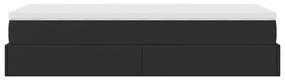 Ottomán ágykeret matraccal fekete 80x200cm műbőrrel