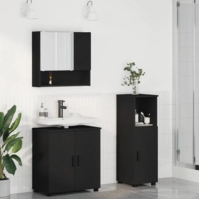 Fürdőszoba bútor szett 3 pcs Fekete 61 x 35 x 64 cm Faanyag